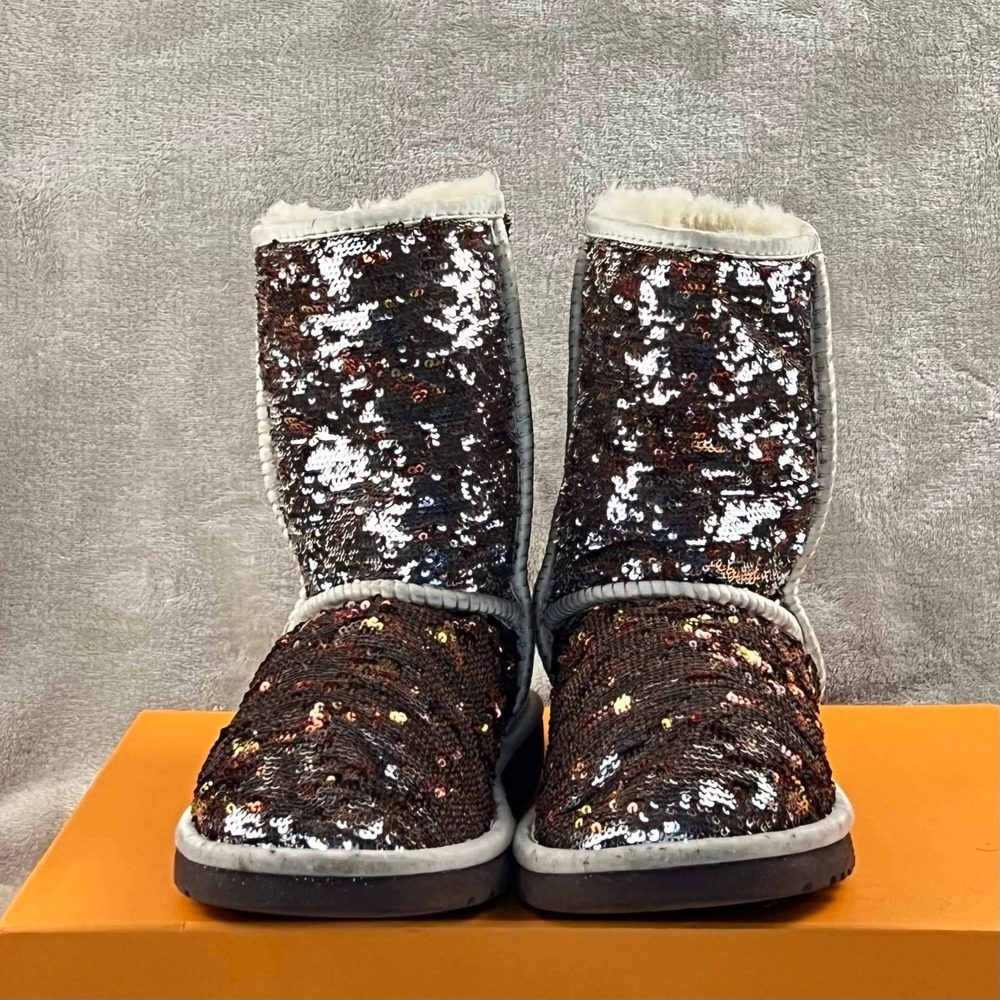 UGG Australia Classic Short Sparkle Sequin Boots Bronze Silver 3353 Womens 6